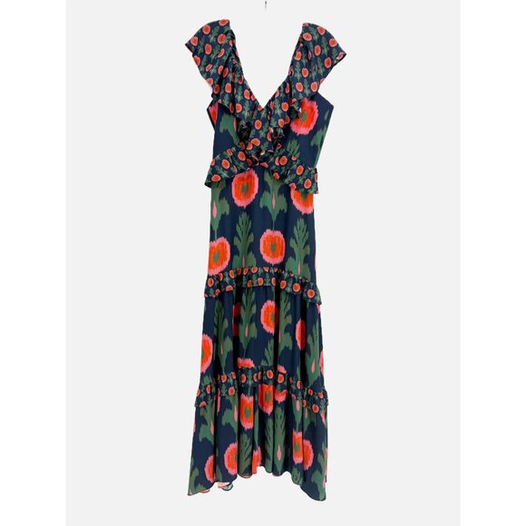 Figue Valerie Silk Dress in Hanging Flower Midnight Navy 4 - Picture 2 of 8